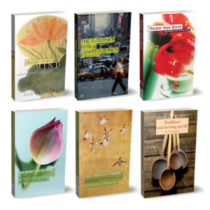 six books on transparent background