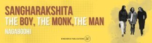 sangharakshita title with image of him walking down the road