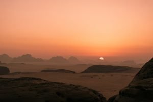 sunrise between mountains