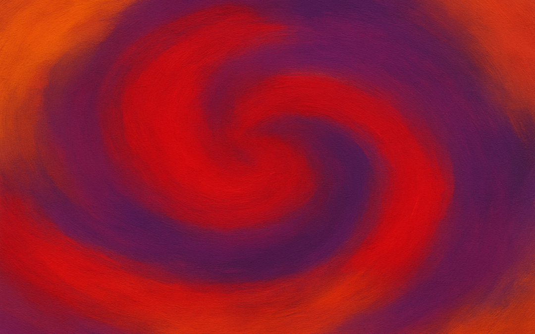 the hart's awakening spiral red and blue background